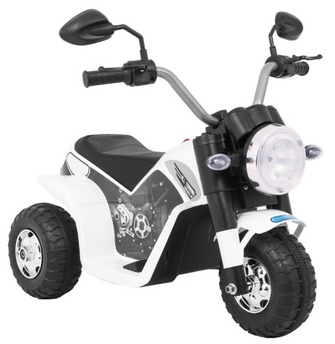 Motorek MiniBike na akumulator dla dzieci Biały + Dźwięki + Światła LED + Ekoskóra Motorek MiniBike na akumulator dla dzieci Biały + Dźwięki + Światła LED + Ekoskóra