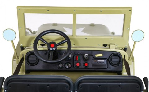 Autko Wojskowe Retro Strong dla 3 dzieci Matcha + Napęd 4x4 + Schowki + EVA + Wolny Start + MP3 LED Autko Wojskowe Retro Strong dla 3 dzieci Matcha + Napęd 4x4 + Schowki + EVA + Wolny Start + MP3 LED