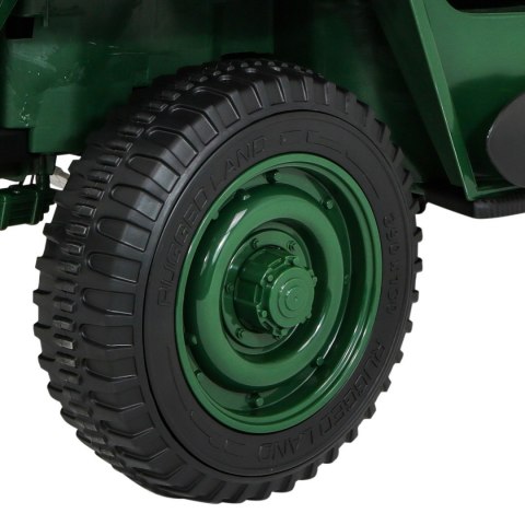 Autko Wojskowe Retro Strong dla 3 dzieci Zielony + Napęd 4x4 + Schowki + EVA + Wolny Start + MP3 LED Autko Wojskowe Retro Strong dla 3 dzieci Zielony + Napęd 4x4 + Schowki + EVA + Wolny Start + MP3 LED