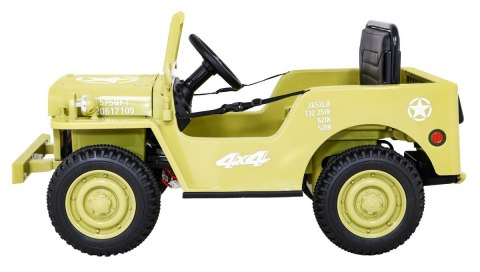 Autko Wojskowe Retro dla dzieci Beżowy + Napęd 4x4 + Pilot + 2 Bagażniki + Wolny Start + MP3 LED Autko Wojskowe Retro dla dzieci Beżowy + Napęd 4x4 + Pilot + 2 Bagażniki + Wolny Start + MP3 LED