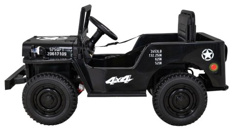 Autko Wojskowe Retro dla dzieci Czarny + Napęd 4x4 + Pilot + 2 Bagażniki + Wolny Start + MP3 LED Autko Wojskowe Retro dla dzieci Czarny + Napęd 4x4 + Pilot + 2 Bagażniki + Wolny Start + MP3 LED