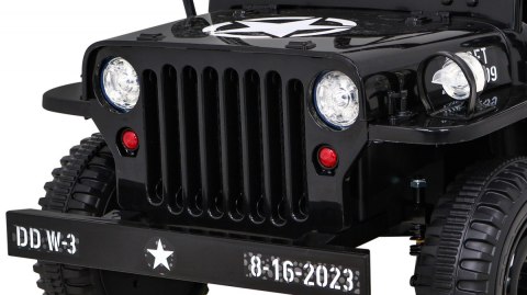 Autko Wojskowe Retro dla dzieci Czarny + Napęd 4x4 + Pilot + 2 Bagażniki + Wolny Start + MP3 LED Autko Wojskowe Retro dla dzieci Czarny + Napęd 4x4 + Pilot + 2 Bagażniki + Wolny Start + MP3 LED