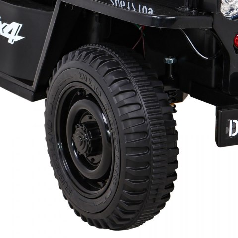 Autko Wojskowe Retro dla dzieci Czarny + Napęd 4x4 + Pilot + 2 Bagażniki + Wolny Start + MP3 LED Autko Wojskowe Retro dla dzieci Czarny + Napęd 4x4 + Pilot + 2 Bagażniki + Wolny Start + MP3 LED