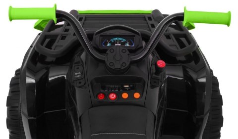Quad XL ATV 2,4GHz na akumulator dla dzieci Czarno-Zielony + Pilot + Napęd 4x4 + Bagażnik + Wolny Start + EVA + Audio LED Quad XL ATV 2,4GHz na akumulator dla dzieci Czarno-Zielony + Pilot + Napęd 4x4 + Bagażnik + Wolny Start + EVA + Audio LED