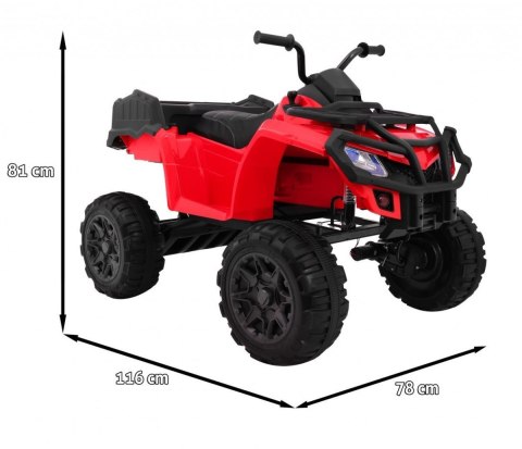 Quad XL ATV 2,4GHz na akumulator dla dzieci Czerwony + Pilot + Napęd 4x4 + Bagażnik + Wolny Start + EVA + Audio LED Quad XL ATV 2,4GHz na akumulator dla dzieci Czerwony + Pilot + Napęd 4x4 + Bagażnik + Wolny Start + EVA + Audio LED