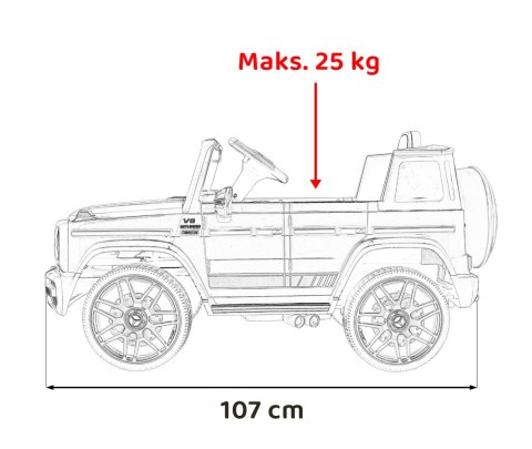 Mercedes AMG G63 dla dzieci Czerwony + Pilot + MP3 LED + Wolny Start + EVA + Pasy Mercedes AMG G63 dla dzieci Czerwony + Pilot + MP3 LED + Wolny Start + EVA + Pasy