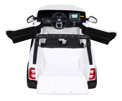 Toyota Hilux na akumulator dla dzieci Biały + Napęd 4x4 + Pilot + 2 bagażniki + Radio MP3 + LED Toyota Hilux na akumulator dla dzieci Biały + Napęd 4x4 + Pilot + 2 bagażniki + Radio MP3 + LED