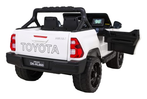 Toyota Hilux na akumulator dla dzieci Biały + Napęd 4x4 + Pilot + 2 bagażniki + Radio MP3 + LED Toyota Hilux na akumulator dla dzieci Biały + Napęd 4x4 + Pilot + 2 bagażniki + Radio MP3 + LED
