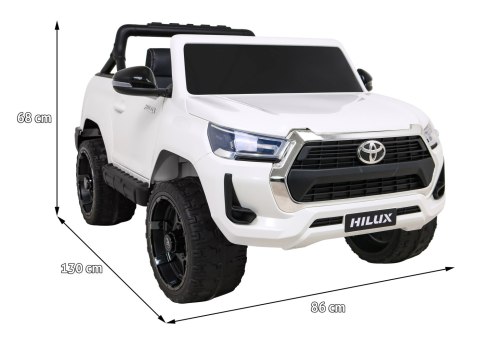 Toyota Hilux na akumulator dla dzieci Biały + Napęd 4x4 + Pilot + 2 bagażniki + Radio MP3 + LED Toyota Hilux na akumulator dla dzieci Biały + Napęd 4x4 + Pilot + 2 bagażniki + Radio MP3 + LED