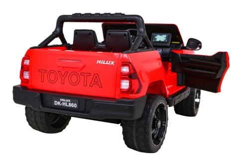 Toyota Hilux na akumulator dla dzieci Czerwony + Napęd 4x4 + Pilot + 2 bagażniki + Radio MP3 + LED Toyota Hilux na akumulator dla dzieci Czerwony + Napęd 4x4 + Pilot + 2 bagażniki + Radio MP3 + LED