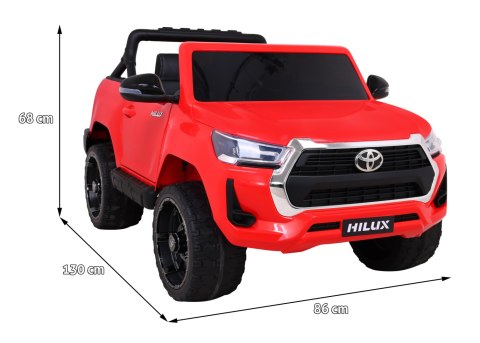 Toyota Hilux na akumulator dla dzieci Czerwony + Napęd 4x4 + Pilot + 2 bagażniki + Radio MP3 + LED Toyota Hilux na akumulator dla dzieci Czerwony + Napęd 4x4 + Pilot + 2 bagażniki + Radio MP3 + LED