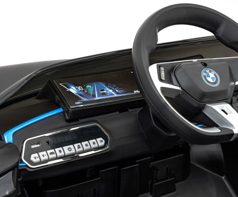 Autko BMW i4 na akumulator dla dzieci Czarny + Wolny Start + EVA + Ekoskóra + Audio LED + Pilot Autko BMW i4 na akumulator dla dzieci Czarny + Wolny Start + EVA + Ekoskóra + Audio LED + Pilot