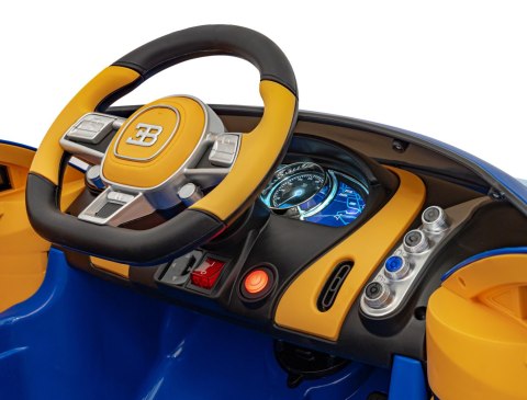 Bugatti Chiron na akumulator dla dzieci Niebieski + Pilot + Bagażnik + EVA + Amortyzatory + Audio LED Bugatti Chiron na akumulator dla dzieci Niebieski + Pilot + Bagażnik + EVA + Amortyzatory + Audio LED