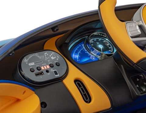 Bugatti Chiron na akumulator dla dzieci Niebieski + Pilot + Bagażnik + EVA + Amortyzatory + Audio LED Bugatti Chiron na akumulator dla dzieci Niebieski + Pilot + Bagażnik + EVA + Amortyzatory + Audio LED