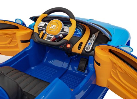 Bugatti Chiron na akumulator dla dzieci Niebieski + Pilot + Bagażnik + EVA + Amortyzatory + Audio LED Bugatti Chiron na akumulator dla dzieci Niebieski + Pilot + Bagażnik + EVA + Amortyzatory + Audio LED