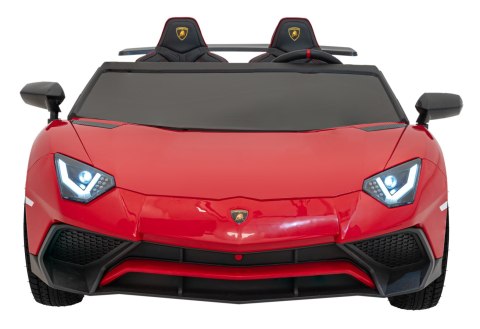 Lamborghini Aventador SV na akumulator dla 2 dzieci Czerwony + Silnik bezszczotkowy + Pompowane koła + Audio LED Lamborghini Aventador SV na akumulator dla 2 dzieci Czerwony + Silnik bezszczotkowy + Pompowane koła + Audio LED