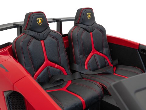 Lamborghini Aventador SV na akumulator dla 2 dzieci Czerwony + Silnik bezszczotkowy + Pompowane koła + Audio LED Lamborghini Aventador SV na akumulator dla 2 dzieci Czerwony + Silnik bezszczotkowy + Pompowane koła + Audio LED