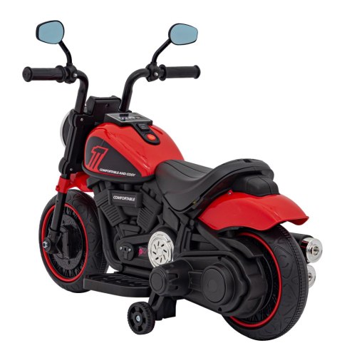 Motorek Chopper FASTER na akumulator dla dzieci Czerwony + Radio FM + Panel audio + LED Motorek Chopper FASTER na akumulator dla dzieci Czerwony + Radio FM + Panel audio + LED