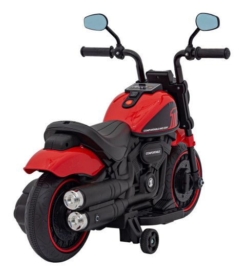 Motorek Chopper FASTER na akumulator dla dzieci Czerwony + Radio FM + Panel audio + LED Motorek Chopper FASTER na akumulator dla dzieci Czerwony + Radio FM + Panel audio + LED