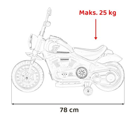 Motorek Chopper FASTER na akumulator dla dzieci Czerwony + Radio FM + Panel audio + LED Motorek Chopper FASTER na akumulator dla dzieci Czerwony + Radio FM + Panel audio + LED