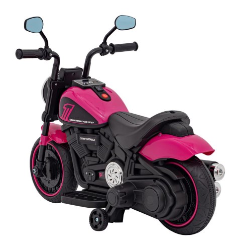 Motorek Chopper FASTER na akumulator dla dzieci Różowy + Radio FM + Panel audio + LED Motorek Chopper FASTER na akumulator dla dzieci Różowy + Radio FM + Panel audio + LED