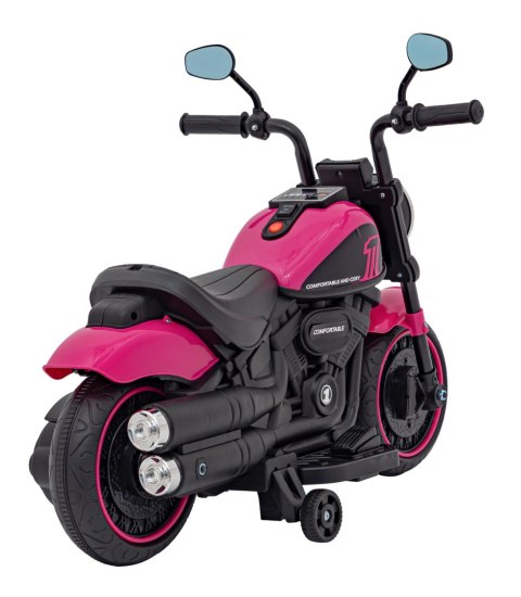 Motorek Chopper FASTER na akumulator dla dzieci Różowy + Radio FM + Panel audio + LED Motorek Chopper FASTER na akumulator dla dzieci Różowy + Radio FM + Panel audio + LED