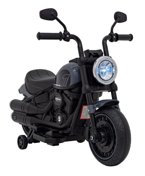 Motorek Chopper FASTER na akumulator dla dzieci Szary + Radio FM + Panel audio + LED Motorek Chopper FASTER na akumulator dla dzieci Szary + Radio FM + Panel audio + LED