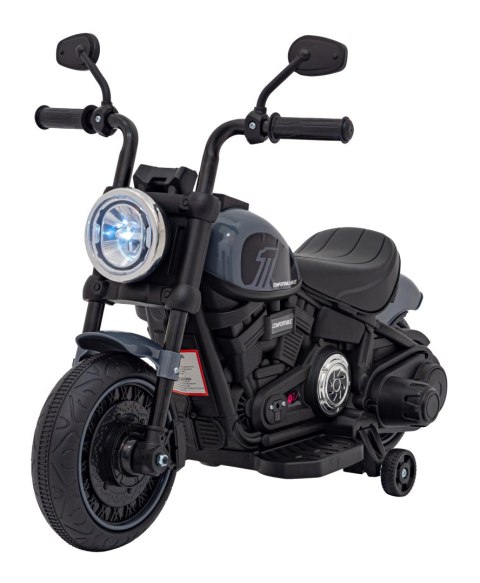 Motorek Chopper FASTER na akumulator dla dzieci Szary + Radio FM + Panel audio + LED Motorek Chopper FASTER na akumulator dla dzieci Szary + Radio FM + Panel audio + LED