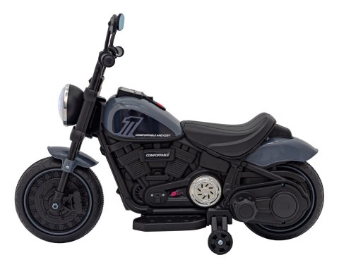 Motorek Chopper FASTER na akumulator dla dzieci Szary + Radio FM + Panel audio + LED Motorek Chopper FASTER na akumulator dla dzieci Szary + Radio FM + Panel audio + LED