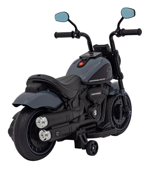 Motorek Chopper FASTER na akumulator dla dzieci Szary + Radio FM + Panel audio + LED Motorek Chopper FASTER na akumulator dla dzieci Szary + Radio FM + Panel audio + LED