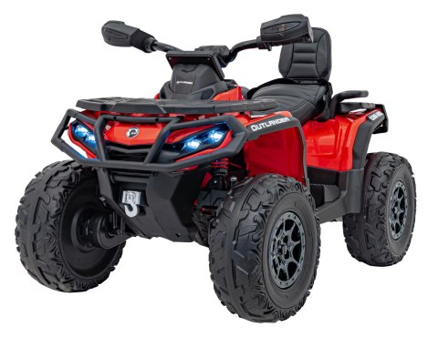 Quad Can Am Outlander ATV z Pilotem Czerwony Quad Can Am Outlander ATV z Pilotem Czerwony