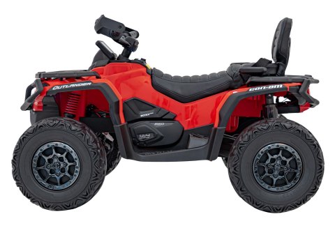 Quad Can Am Outlander ATV z Pilotem Czerwony Quad Can Am Outlander ATV z Pilotem Czerwony