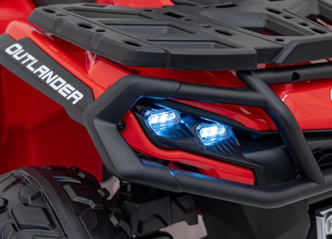 Quad Can Am Outlander ATV z Pilotem Czerwony Quad Can Am Outlander ATV z Pilotem Czerwony