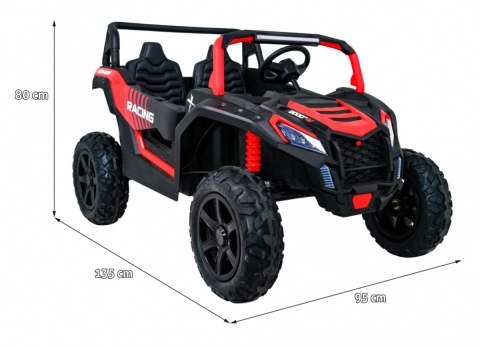 Buggy ATV Strong Racing dla 2 dzieci Czerwony + Silnik bezszczotkowy + Pompowane koła + Audio LED Buggy ATV Strong Racing dla 2 dzieci Czerwony + Silnik bezszczotkowy + Pompowane koła + Audio LED