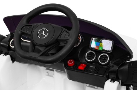 Mercedes Benz GT na akumulator dla dzieci Biały + Pilot + Wolny Start + MP3 LED Mercedes Benz GT na akumulator dla dzieci Biały + Pilot + Wolny Start + MP3 LED
