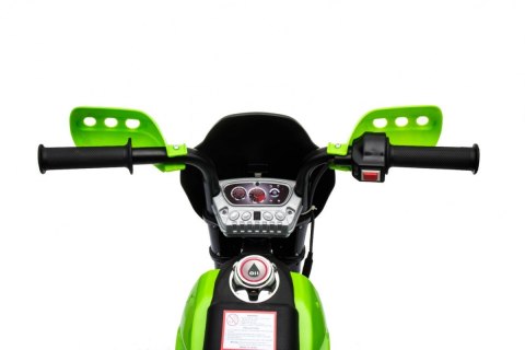Motorek Cross dla dzieci Pojazd na akumulator Zielony + Pomocnicze kółka + Dźwięki LED Motorek Cross dla dzieci Pojazd na akumulator Zielony + Pomocnicze kółka + Dźwięki LED