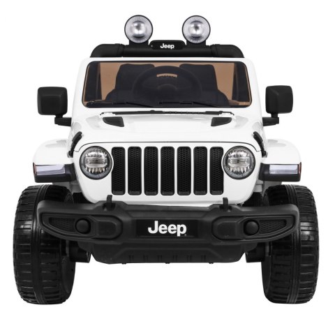 Jeep Wrangler Rubicon na akumulator dla dzieci Biały + Pilot Jeep Wrangler Rubicon na akumulator dla dzieci Biały + Pilot