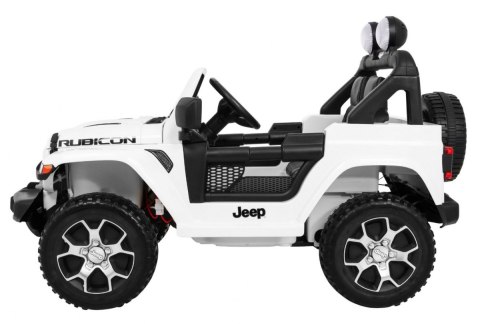 Jeep Wrangler Rubicon na akumulator dla dzieci Biały + Pilot Jeep Wrangler Rubicon na akumulator dla dzieci Biały + Pilot