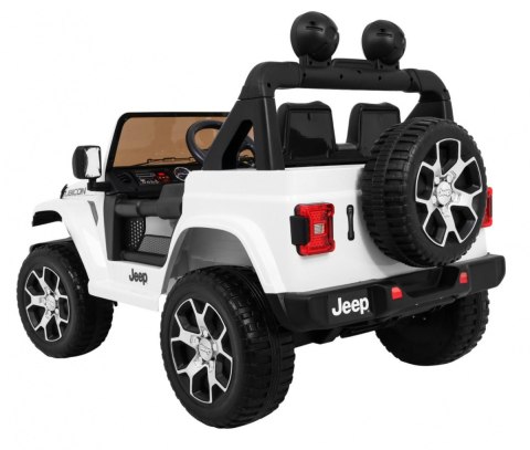 Jeep Wrangler Rubicon na akumulator dla dzieci Biały + Pilot Jeep Wrangler Rubicon na akumulator dla dzieci Biały + Pilot