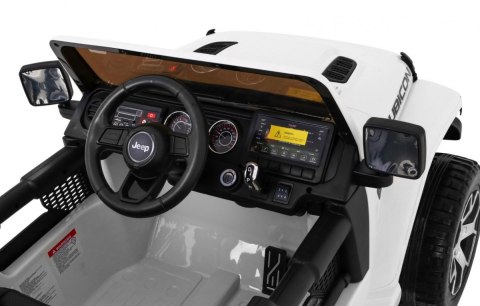 Jeep Wrangler Rubicon na akumulator dla dzieci Biały + Pilot Jeep Wrangler Rubicon na akumulator dla dzieci Biały + Pilot