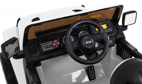 Jeep Wrangler Rubicon na akumulator dla dzieci Biały + Pilot Jeep Wrangler Rubicon na akumulator dla dzieci Biały + Pilot