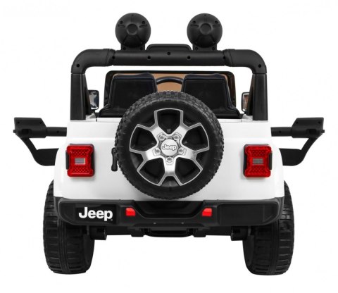 Jeep Wrangler Rubicon na akumulator dla dzieci Biały + Pilot Jeep Wrangler Rubicon na akumulator dla dzieci Biały + Pilot