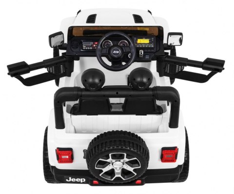Jeep Wrangler Rubicon na akumulator dla dzieci Biały + Pilot Jeep Wrangler Rubicon na akumulator dla dzieci Biały + Pilot