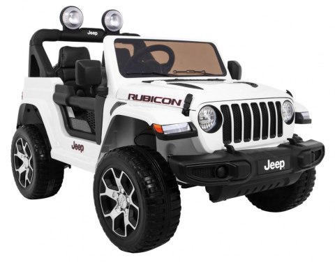 Jeep Wrangler Rubicon na akumulator dla dzieci Biały + Pilot Jeep Wrangler Rubicon na akumulator dla dzieci Biały + Pilot