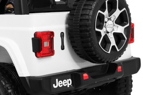 Jeep Wrangler Rubicon na akumulator dla dzieci Biały + Pilot Jeep Wrangler Rubicon na akumulator dla dzieci Biały + Pilot