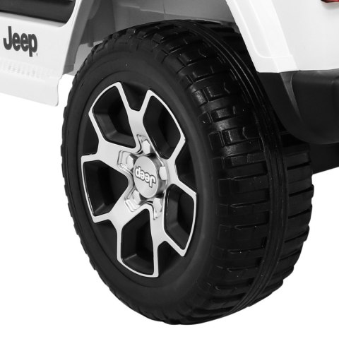 Jeep Wrangler Rubicon na akumulator dla dzieci Biały + Pilot Jeep Wrangler Rubicon na akumulator dla dzieci Biały + Pilot