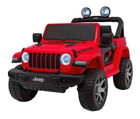 Jeep Wrangler Rubicon na akumulator dla dzieci Czerwony + Pilot + Radio MP3 LED + Koła EVA Jeep Wrangler Rubicon na akumulator dla dzieci Czerwony + Pilot + Radio MP3 LED + Koła EVA
