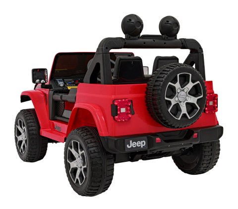 Jeep Wrangler Rubicon na akumulator dla dzieci Czerwony + Pilot + Radio MP3 LED + Koła EVA Jeep Wrangler Rubicon na akumulator dla dzieci Czerwony + Pilot + Radio MP3 LED + Koła EVA