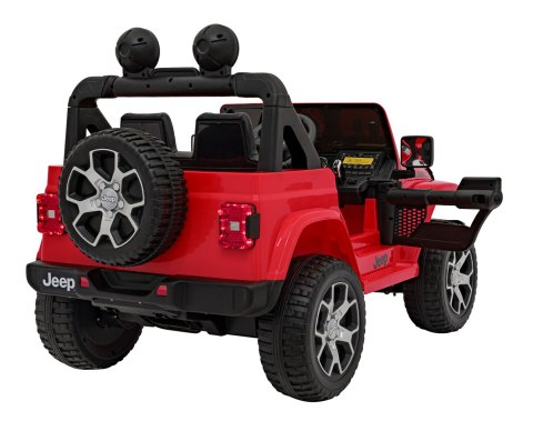 Jeep Wrangler Rubicon na akumulator dla dzieci Czerwony + Pilot + Radio MP3 LED + Koła EVA Jeep Wrangler Rubicon na akumulator dla dzieci Czerwony + Pilot + Radio MP3 LED + Koła EVA