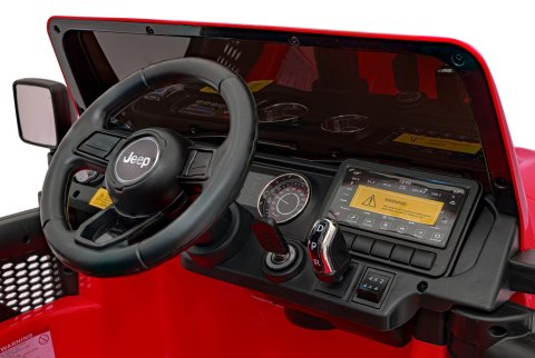 Jeep Wrangler Rubicon na akumulator dla dzieci Czerwony + Pilot + Radio MP3 LED + Koła EVA Jeep Wrangler Rubicon na akumulator dla dzieci Czerwony + Pilot + Radio MP3 LED + Koła EVA